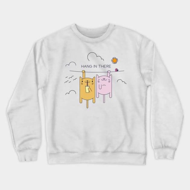 Funny Kittys - Hang In There Crewneck Sweatshirt by amitsurti